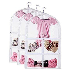 Clear Kids Dance Costume Garment Bags 35 Inch Travel Storage 3 Pack